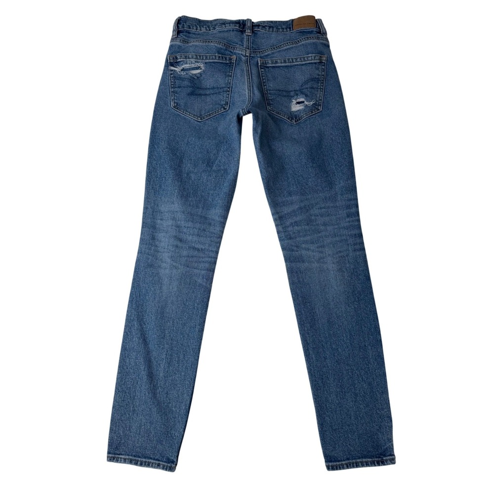 American Eagle Outfitters Womens Jeans Size 4 Medium Wash Distressed Knee Skinny - Picture 2 of 11